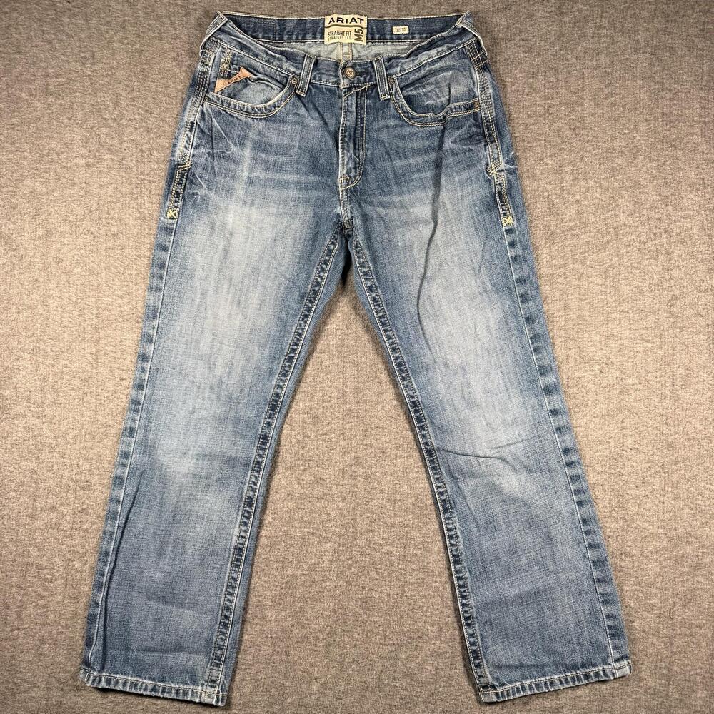 Ariat Jeans Mens 32x30 Blue M5 Boundary Straight Fit Distressed Western Rodeo